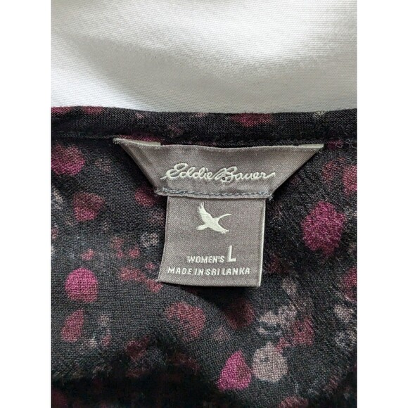 Eddie Bauer Top Women XL Red Black Dotted Long Sleeve Blouse Cottagecore Light - Picture 2 of 13